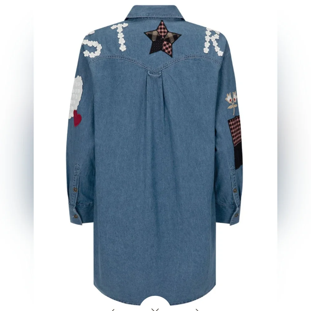 Spell Bombshell Patchwork Chambray Shirt or Mini Dress Size Large NWT 1day SALE! - Picture 7 of 8